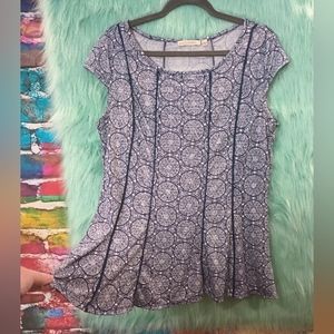 Maria Gabriel Blue and White Pattern Sleeveless Top Size XL
